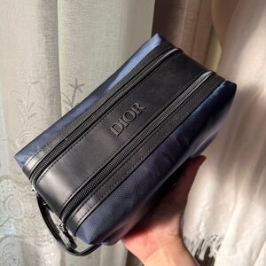 Dior unisex dual-zipper Make-up Bag